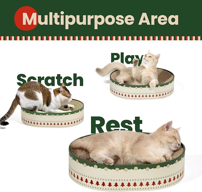 Conlun Oval Cat Scratcher Bed | Scratching Bowl Lounge for Kittens | Medium | Corrugated Cardboard Pad | Concave Shape | No Mess Enclosed Base | Serves as Couch Furniture Protector - Image 3