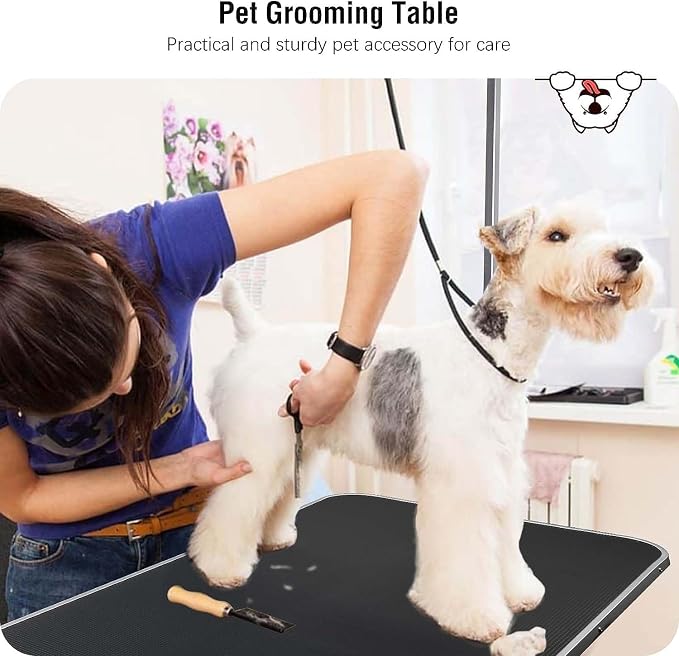 Professional Dog Pet Grooming Table Adjustable Heavy Duty Portable w/Arm & Noose & Mesh Tray (42", Black) - Image 8