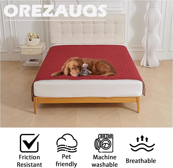 Waterproof Blanket Dog Bed Cover Non Slip Large Sofa Cover Dog Blanket for Couch Protection Pet Blanket for Furniture Bed Couch Sofa Reversible (Red,130 * 210cm) - Image 2