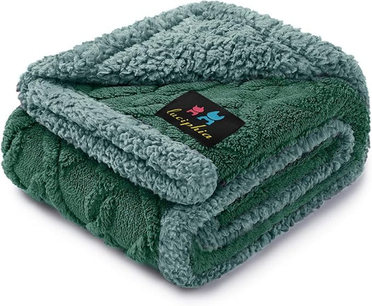 Luciphia Waterproof Dog Blanket, Reversible Sherpa Fleece for Couch Cover | Reversible waterproof pet blanket with soft Sherpa fleece; machine washable, protect couch bed car, Green-thicken 40" x 28" by luciphia