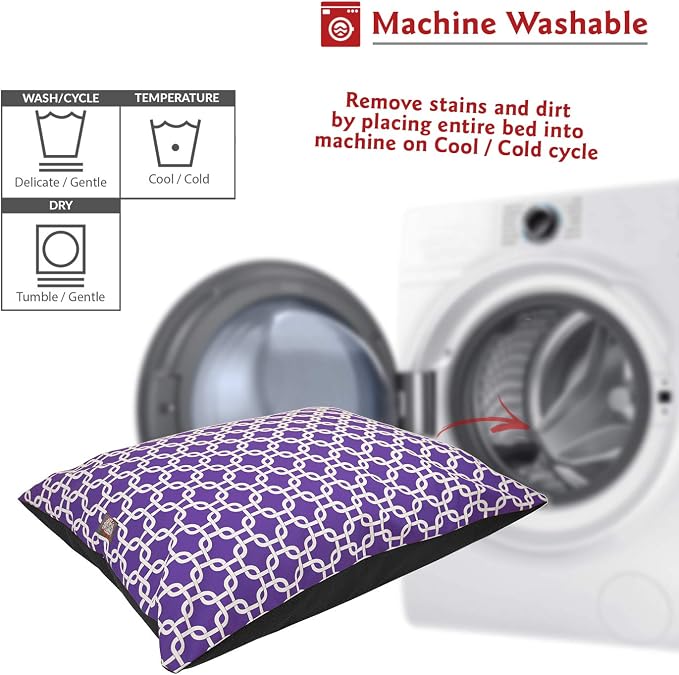 Majestic Pet Rectangle Medium Dog Bed - Non-Slip Washable Comfy Crate Pillow for Sleeping - Kennel Bed for Medium Breed, 35 x 28 Inch, Links Purple - Image 5