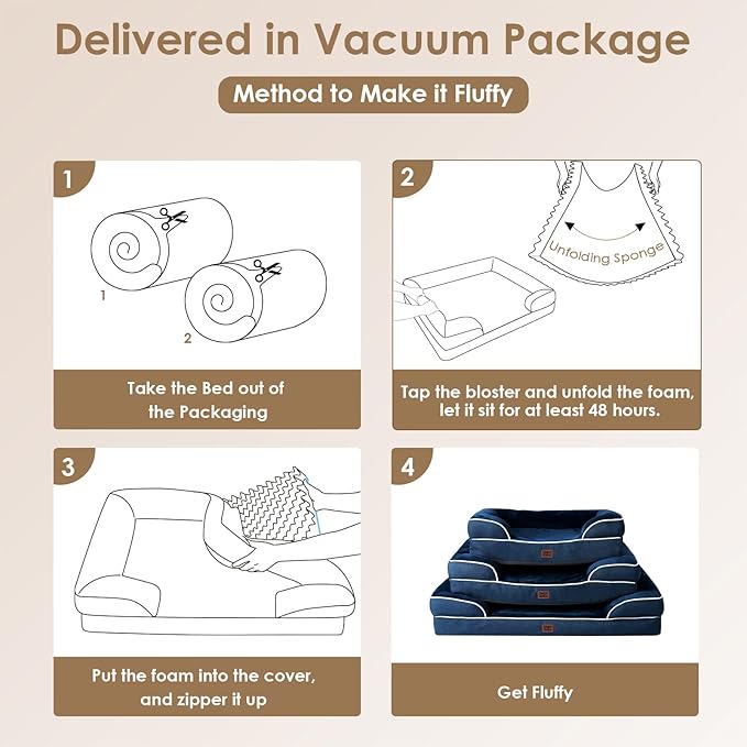 EHEYCIGA Orthopedic Dog Beds Large Sized Dog, Waterproof Washable Pet Bed | Non-Slip Bottom and Egg-Crate Memory Foam Dog Couch Bed with Washable Removable Cover, Navy - Image 7