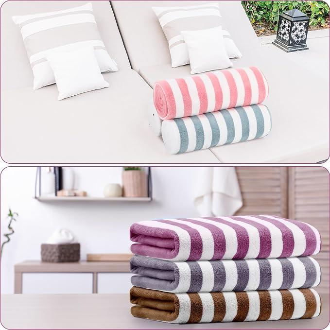 SmoothNovelty 18 Pack Microfiber Bath Towels Bulk 27'' x 60'' Oversized Size Bath Towel Highly Absorbent Extra Large Soft Drying for Beach Shower Summer Salon Sport Gym Party (Stripes,Multicolor) - Image 6