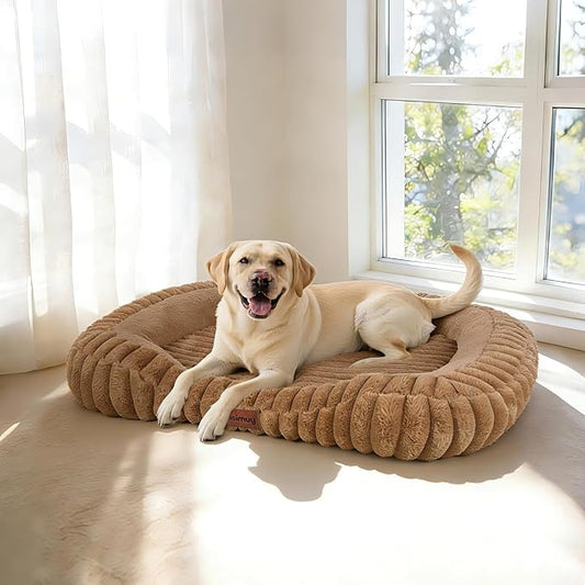 Orthopedic Dog Bed,Hip Joint Support Large Dog Crate Pad for Senior | 35L x 27W x 5.5H, Egg-Crate Memory Foam, Washable Cover, Low Front Entry, Non-Slip Bottom, Large Sized Dog, Brown by Unknown