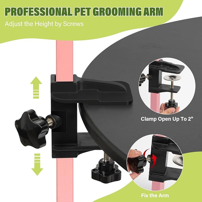 getlstub Dog Grooming Arm with Pet Grooming Hammock, 35" Pet Grooming Table Arm with Adjustable No Sit Haunch Holders, Dog Grooming Stand with Loop Noose for Small and Medium Pets, Pink - Image 4