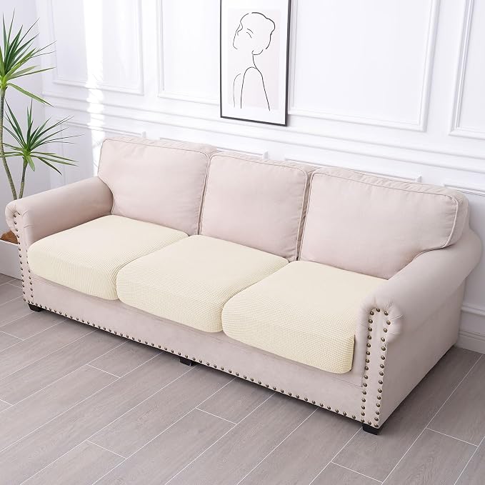 hyha Waterproof Couch Cushion Covers for Pets, Non Slip Sofa Seat Cover | Stretch Jacquard Fabric, Elastic Bottom, Non Slip Fit, Waterproof Protection, Pet Hair Protection (3 Pieces) - Image 2