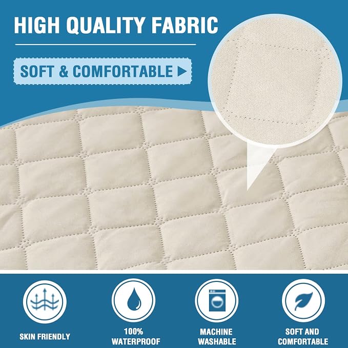 H.VERSAILTEX Couch Slip Cover, Loveseat Covers for 2 Cushion Couch, Dog Sofa Protector, Furniture Covers for Pets, 100% Waterproof Cover with Non-Skid Backing & Elastic Straps(Loveseat, Coconut Milk) - Image 5