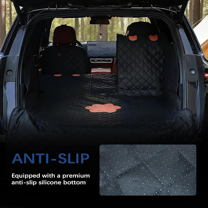 SUV Cargo Liner for Dogs,60/40 Split Seat Access,Waterproof Dog Trunk Cover | Feature: 60/40 Split Access | Material: Waterproof PU Leather | Protection: 15.75" Side Flaps & 19.69" Bumper Flap - Image 4
