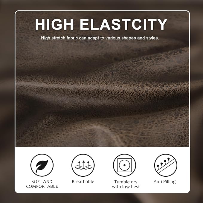 molasofa Leather Like Couch Cushion Covers Sofa Slipcovers Sets Couches Furniture Protector Covers for Sectional Armchair Loveseat Stretch Spandex Fabric, Machine Washable (1 Cushion Sofa, Brown) - Image 3