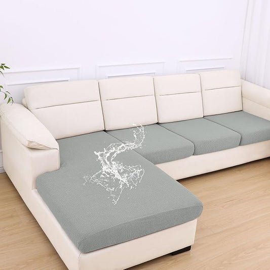 hyha Waterproof Couch Cushion Covers for Pets, Non Slip Sofa Seat Cover | Stretch Jacquard Fabric, Elastic Bottom, Non Slip Fit, Waterproof Protection, Pet Hair Protection (1 Chaise+3 Seater) by hyha