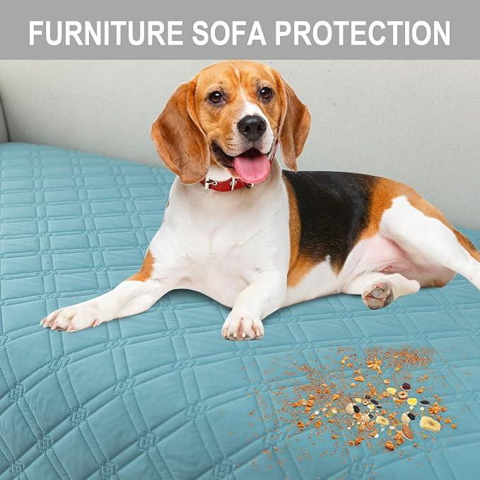 Genina L Shape Couch Cover, Sectional Couch Chaise Covers, Waterproof Washable Sofa Covers for Left L Shape Chaise Lounge, Anti-Slip Sofa Slipcovers for Dogs Cats Pet Friendly(Blue) - Image 5