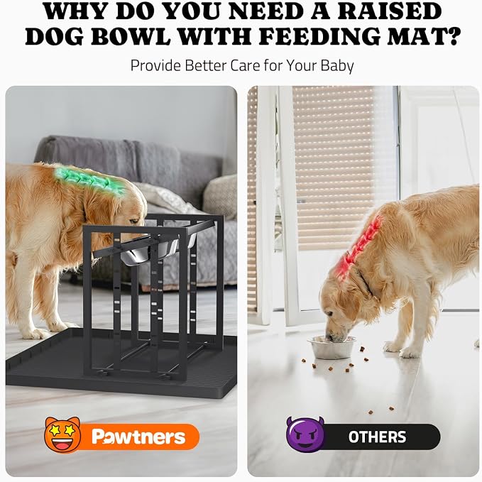 Elevated Dog Bowl for Medium Breed, Height Adjustable Feeder with Mat Black | Adjustable Height at 15°Tilted Angle, Lightweight, Nonslip, All-Iron Structure, Stainless Steel bowls, Easy Assembly Cleaning - Image 3