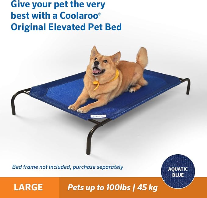 The Original Coolaroo Elevated Pet Bed Replacement Cover, Large, Aquatic Blue - Image 4