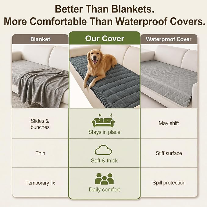 decorUhome Couch Cover for Dogs, Non Slip Fuzzy Thick Pet Sofa Protector | Pet Friendly, Couch Covers for Sofa, Machine Washable, Fits Backrest Cushions & 2-Cushion Sofa, Dark Grey, 27.6" x 47" - Image 7