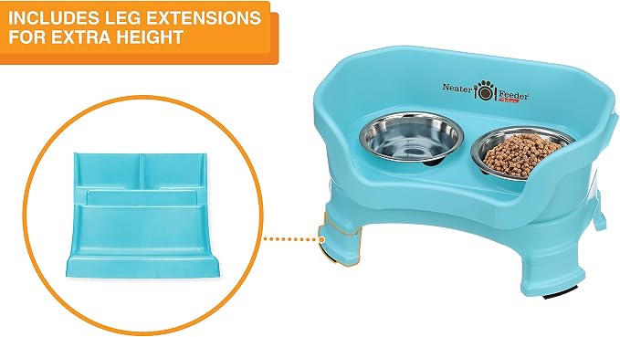 Neater Feeder Deluxe Mess-Proof Elevated Cat Bowls, 2 Height Adjustable (6” & 7.5”) No-Spill Raised Cat Bowl Stand, Whisker Friendly Stainless Steel Dishes for Indoor Cats, Made in USA, Aquamarine - Image 7
