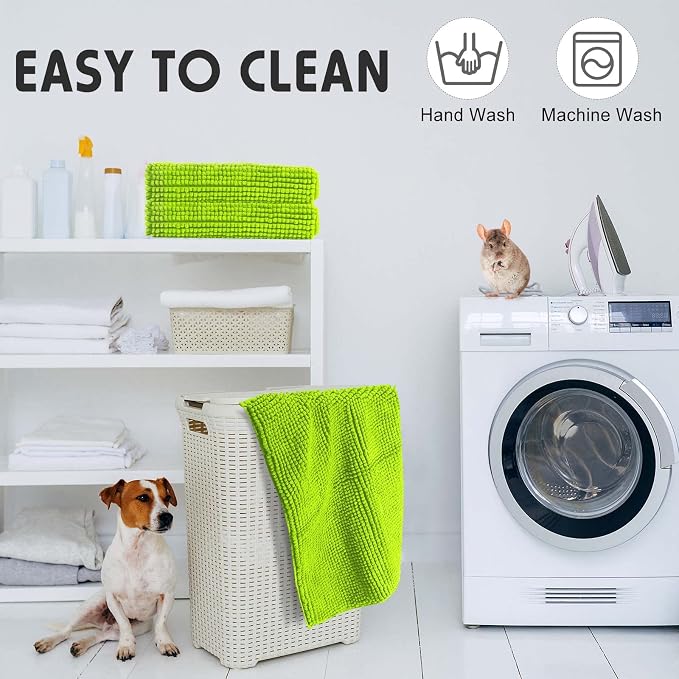 Amylove 4 Pcs Guinea Pig Cage Liner 16 x 24 Inch Washable Chenille Pee Pads Pet Dog Cat Bedding Training Mat Reusable for Small Animals Puppy Bunny Hamster Chinchilla - Image 5