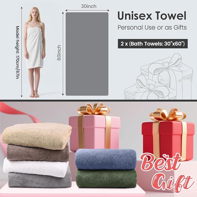 JML Microfiber Bath Towels Set of 2, 30 in x 60 in, White | Hanging Loop, Super Soft, Absorbent, Lint Free, Fade Resistant, Lightweight, Quick Dry, Use for SPA , Sauna, Salon Hair Wrap - Image 3
