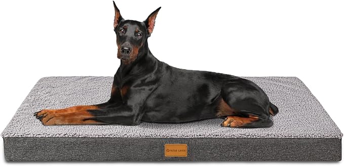 Patas Lague Orthopedic Large Dog Bed Washable Pet Sofa Mat 56''X40'' Grey | Egg-Crate Foam Dog Couch For Large Sized Dogs, Waterproof Removable Cover, Soft Pet Crate Bed With Nonskid Bottom by PatasLague