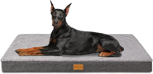 Patas Lague Orthopedic Large Dog Bed Washable Pet Sofa Mat 56''X40'' Grey | Egg-Crate Foam Dog Couch For Large Sized Dogs, Waterproof Removable Cover, Soft Pet Crate Bed With Nonskid Bottom by PatasLague