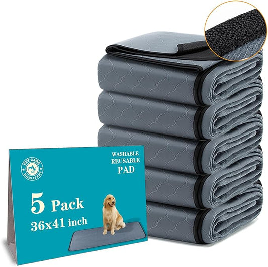 Bunlitent Washable Pee Pads for Dogs 5 Pack, 36x41, Reusable Puppy Pads, Dog Training Pads with Quick Dry, Anti-Slip Dog Cat Pee Pads, Whelping Pads, Potty Pad by Bunlitent