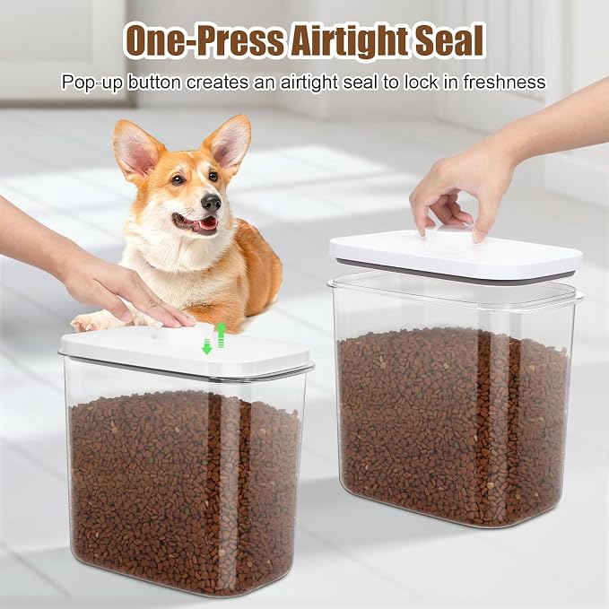 TBMax Dog Cat Food Storage Container 12-15 Lbs with Easy-Carrying Handles, Stackable Pet Food Dog Treat Container with Pop Up Lids, Airtight Food Storage Bin for Kitchen Organization - Image 5