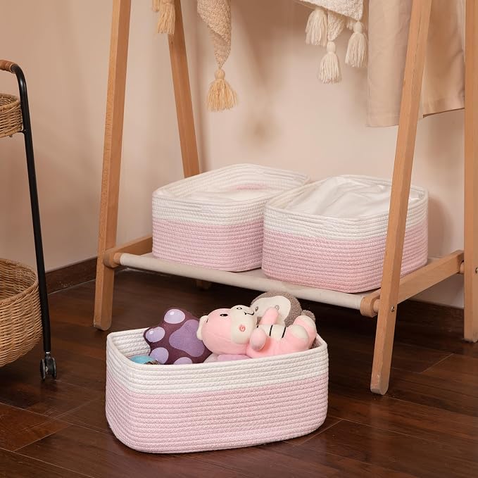 OIASKET Storage Baskets for Organizing 3 Pack, Woven Baskets for Shelves, | Closet Organizer Bins with Handle, Empty Gift Basket, Toy Storage for Toys, Blankets, Towels, Clothes, Books, 15"x11.42"x6.7" - Image 7