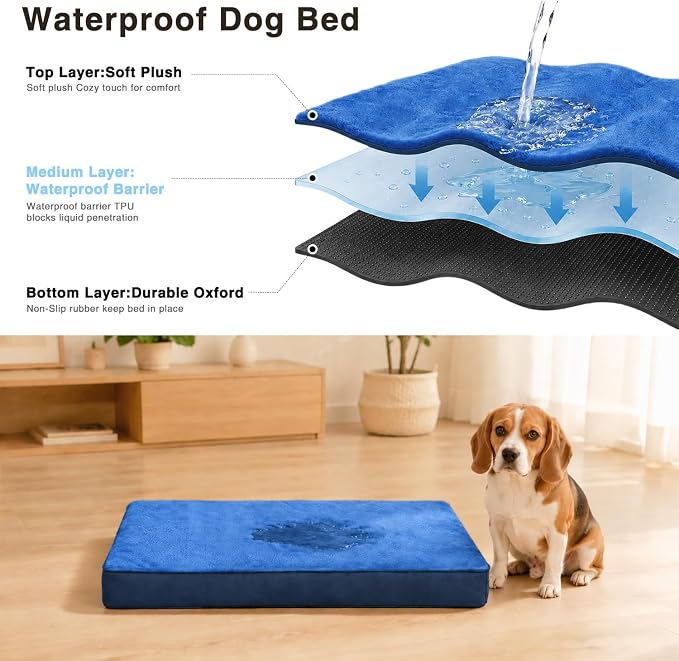 NUPIDA Waterproof XL Extra Large Dog Crate Bed with Washable Cover, 41x27 | TPU Waterproof Layer, Easy Clean Cover, Soft Plush Surface, Durable Oxford fabric, Non-Slip Bottom, For Large Breeds ≤80lbs - Image 3