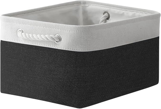 TheWarmHome Storage Bins for Shelves - 1 Pack 15.7x11.8x8.3 inch Canvas Storage Basket for Organizing Cubes Gift Dog Cloth Toy (White & Black) by TheWarmHome