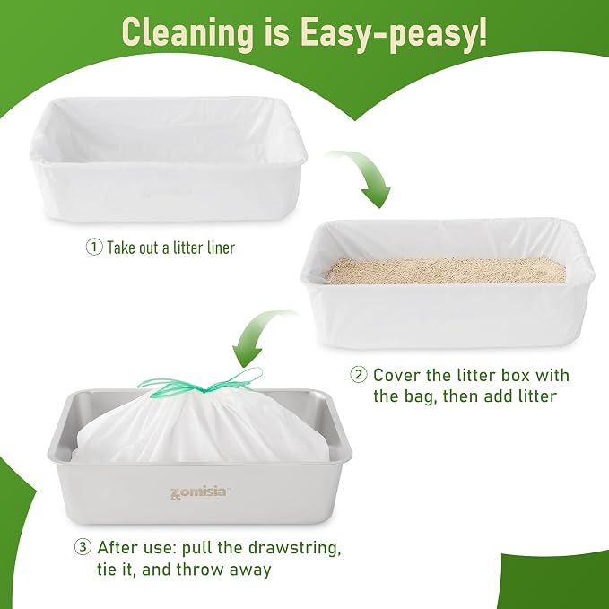 ZOMISIA Super Jumbo Litter Box Liner XXL - 30 Count 47" x 24" Litter Bags | Cat Litter Pan Liners with Drawstring, Extra Thick, Tear Resistant Heavy Duty, Easy Clean up for Litter Tray, Unscented - Image 7