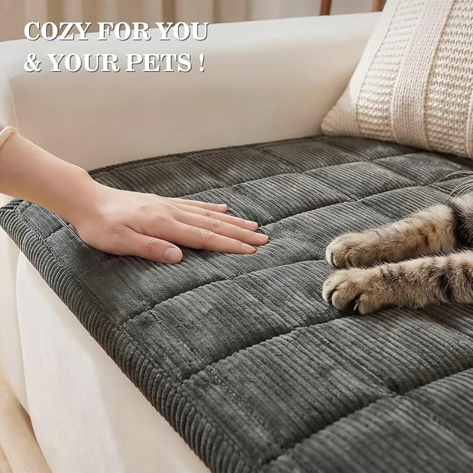 Couch Cover for Dogs Non-Slip Pet Couch Cover for Sofa Plush Protector | Non-Slip Backing, Machine Washable, Pet Friendly, Pet Hair & Scratch Protection, Sofa Cushion Protector(Darkgrey,27.6"×70.9") - Image 3