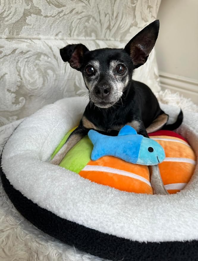 TONBO Soft Plush Small Cute and Cozy Food Dog Cat Bed, Washer and Dryer Friendly (Sushi Roll) - Image 2