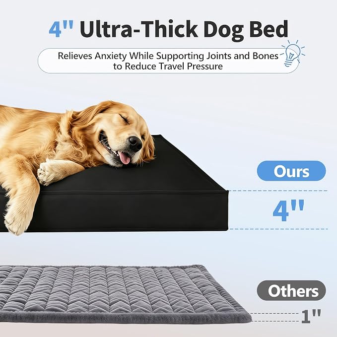 Backseat Dog Bed, Dog Bed for Car Back Seat, Fits Back Seat Extenders | 4" Orthopedic Egg Crate Foam, 600D Waterproof Oxford Fabric, Fits Large SUVs & Full-Size Trucks, Washable Cover - Image 2