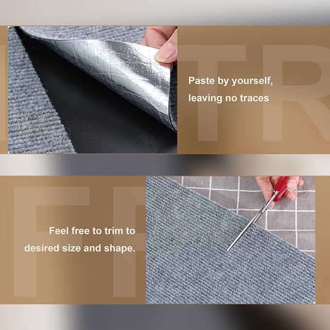 4PCS Cat Scratch Mats 39”x12”,Trimmable Cat Scratching Post Carpet Cover Self-Adhesive Cat Tree Shelves Replacement Parts Matfor Couch Furniture Included a Pendant Toy (Grey) - Image 4