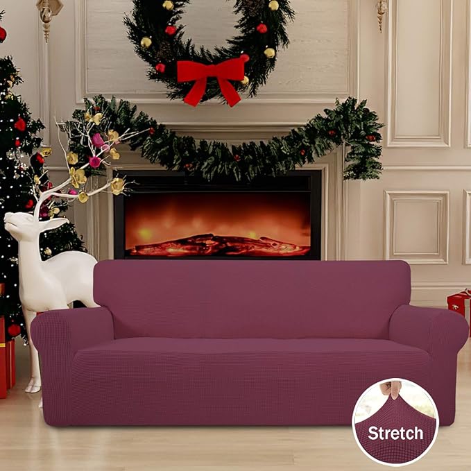 Easy-Going Stretch Couch Covers for Sofa Washable Large ASH Rose | 1-Piece Sofa Covers for 3 Cushion Couch Furniture Protector Couch Slipcover Soft with Bottom for Kids Pets - Image 2