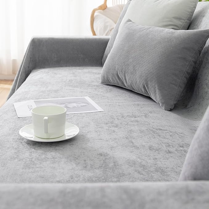VClife Couch Covers Anti Scratch Sofa Covers for 2 Cushion Couch Sofa, Waterproof Pet Couch Cover for Dog Cat, Washable Couch Slipcover Modern Gray Sofa Cover Throw Furniture Protector, 71"X102" - Image 7