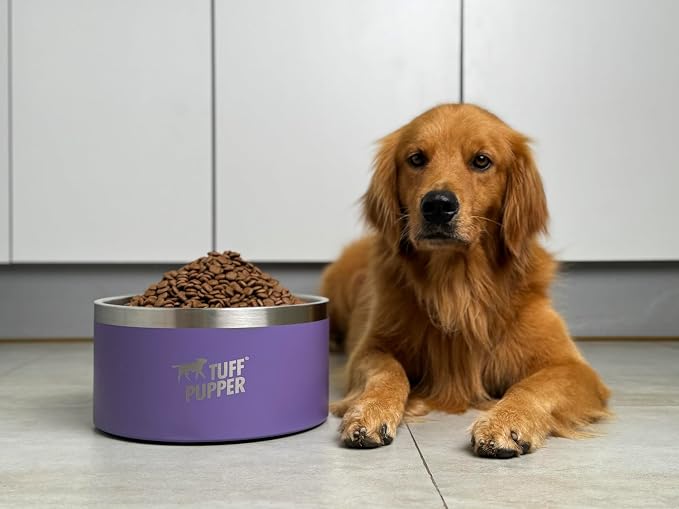 Tuff Pupper Heavy Duty Insulated Dog Bowl | Double Wall Stainless Steel Dog Food Dish | Non-Slip Spill Proof Dishwasher Safe Cat Bowl | Water Dish for Feeding Large Medium Small Pets (188oz, Purple) - Image 2