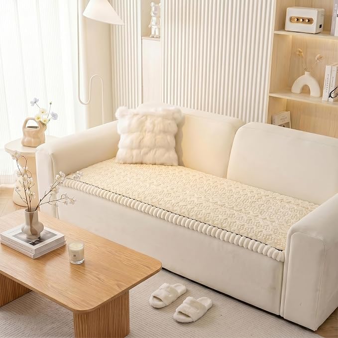 KRFOONN Couch Cover for Dogs Washable Pet Couch Covers for 2 Cushion Sofas Non-Slip Dog Sofa Protectors Cushion Covers Soft Sofa Slipcovers Cushion Protector for Pets Mat (Pattern-Beige, 27.6" x 59") - Image 6