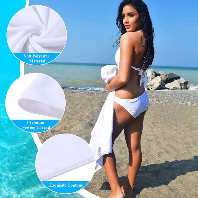 Breling 4 Pieces Sublimation Blank Bath Towel Microfiber Polyester Thick Towel Absorbent White Towel for Sublimation DIY Home Bathroom Beach, 60 x 27 Inch - Image 7