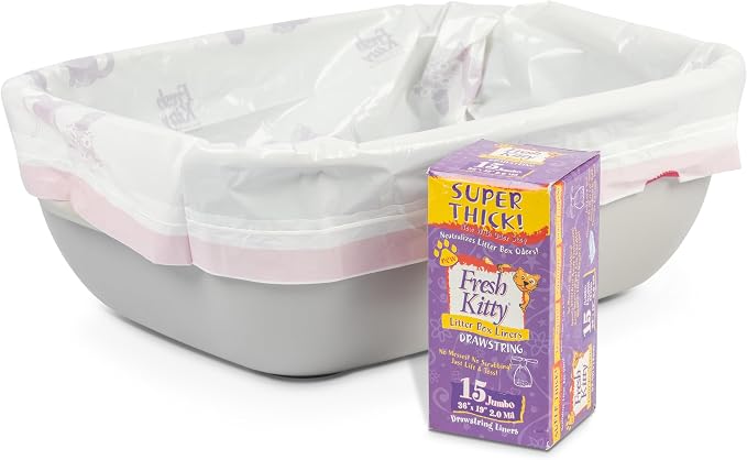 Fresh Kitty Litter Box Liners Super Thick, Durable, Easy Clean Up Jumbo Drawstring Scented Litter Pan Box Liners, Bags for Pet Cats 15 Count (Pack of 3) - Image 8