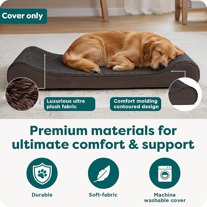 FurHaven Replacement Dog Bed Cover, Contour Luxe Lounger Design, Soft & Breathable Fabric for Cozy Comfort, Machine Washable, Jumbo XL, Ultra Plush Faux Fur & Suede, Chocolate - Image 5