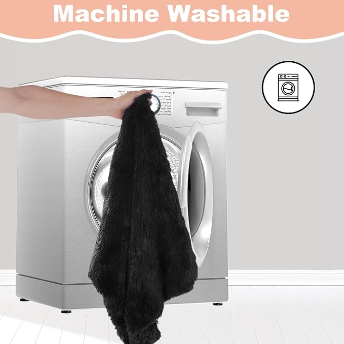 Bedfolks Plush Dog Crate Pad, Washable Dog Kennel Bed, Faux Fur, 17"x12", Black - Image 5