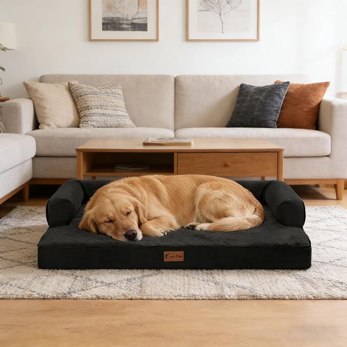 Waterproof Orthopedic Dog Bed for Medium Dogs, 35x22in, Black | Orthopedic Foam Relieves Joint Pressure, Bolsters Supports Head And Neck, Washable Cover, Non-Slip Bottom - Image 9
