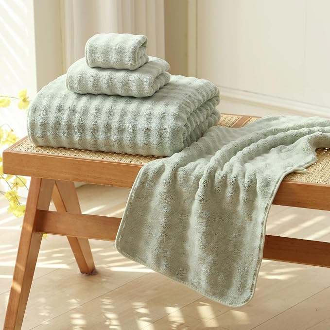 Bath Sheets Set 40x80 Inches Microfiber Extra Large BathTowels Super Soft Absorbent Quickly Dry Shower Towels for Bathroom (Sage Green,PK 6) - Image 4
