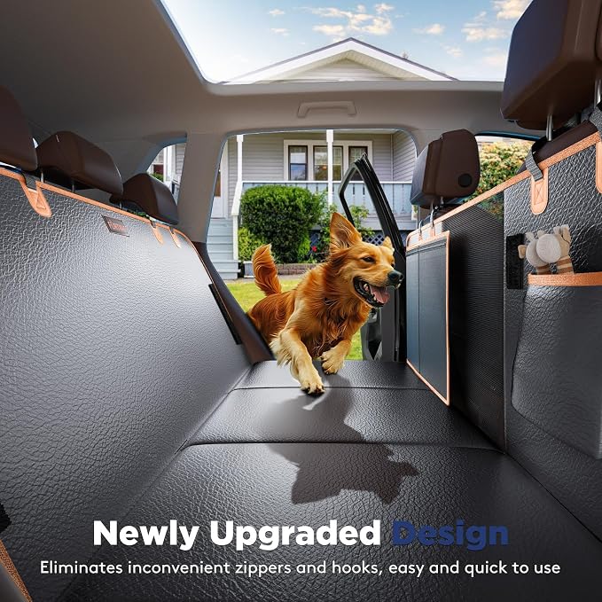 FURTIME XL Back Seat Extender for Dogs, Hard Bottom Seat Cover for Truck | Upgraded PU Leather Waterproof Anti-Scratch, 400LBS Supports, Large Space Dog Car Seat Cover for Full Size Truck SUV - Image 9