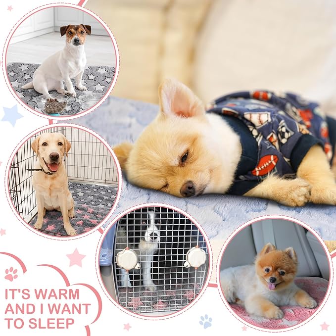 Reginary 4 Pcs Waterproof Guinea Pig Blankets Washable Small Animal Fleece Bedding Absorbent Guinea Pig Cage Liners Reusable Training Pee Pad Pet Sleep Mat for Hamster(Cute Star Pattern,28 x 56 Inch) - Image 2