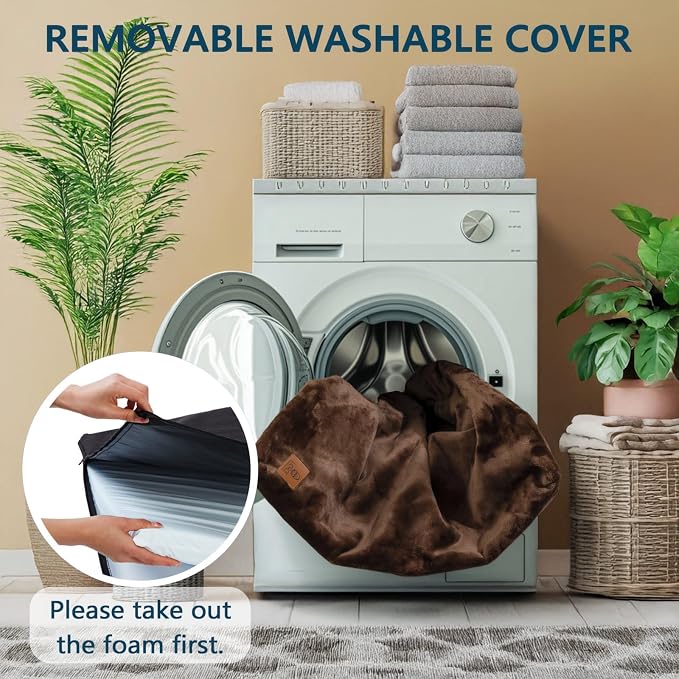 LIORCE Dog Crate Pad - Dog Bed Large Sized Dogs with Removable Washable Cover and Waterproof Lining - XL Memory Foam Pet Bed for Crate - Reversible Kennel Mat (Cool & Warm), 42-inch, Brown - Image 6