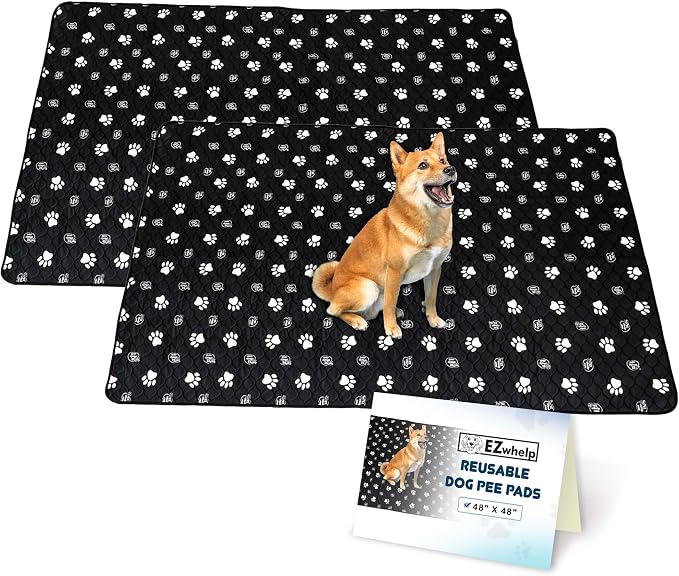 EZwhelp Reusable Dog Pee Pads, Washable Waterproof Mats for Dog Potty Training or Whelping Pads, 48x48 Inch, 2 Pack by EZwhelp