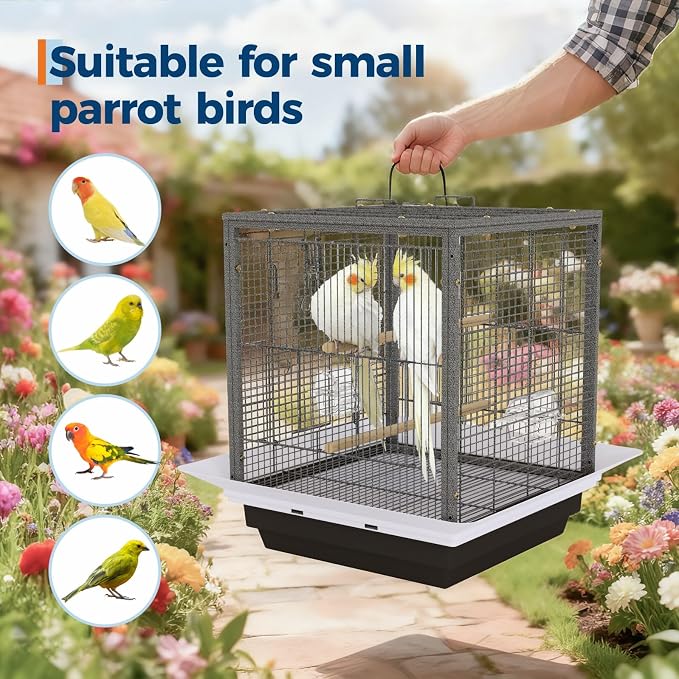 Garvee Small Bird Cage with Playground Stand, 20 Inch High Travel Bird Cage for Parrot, Parrot Carrier for Parakeet, Cockatiels, Budgies Medium Small Sized Birds - Image 6