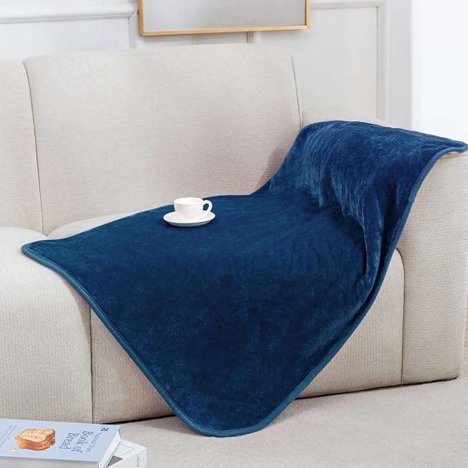 gogobunny Waterproof Pet Blanket for Small Dogs and Cats, Reversible Sherpa Fleece Soft Plush Throw for Couch Protection, Washable Furniture Protector (Navy Blue, 30x40 inches) by gogobunny