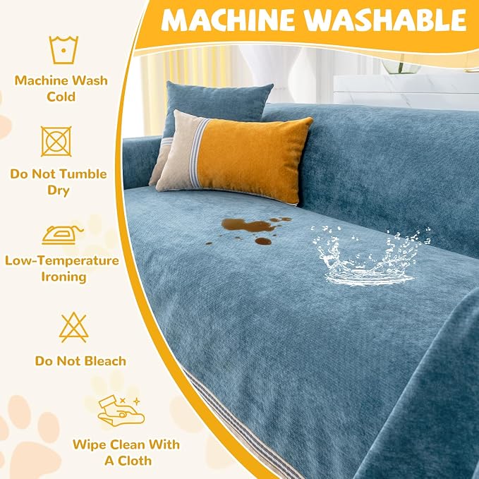 Waterproof Non-Slip Couch Cover for Pets, Navy Blue 79" x 118" | Dogs Sofa Cover, Washable, Pet Friendly, Anti Cat Scratch, Furniture Protector, for 3 Cushion Couch Sectional L Shaped Sofa - Image 7